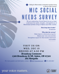 MIC SOCIAL SURVEY - English MIC Social Survey Flyer Dec 2025